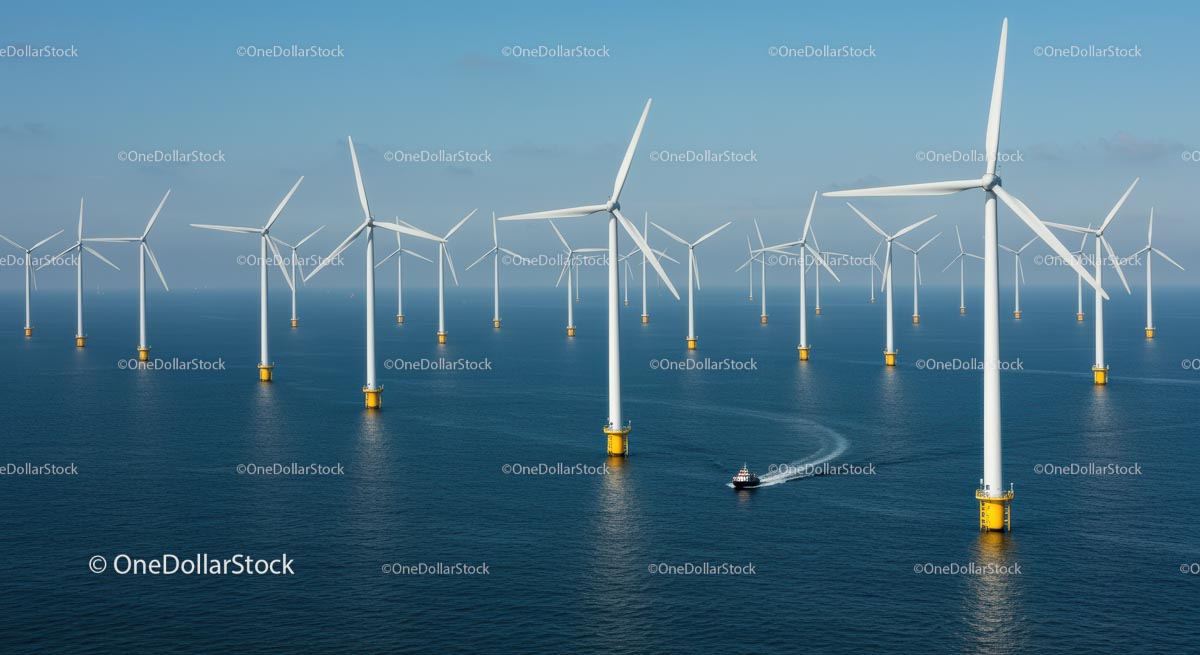 Offshore Wind Turbines in Vast Ocean Landscape