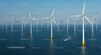 Offshore Wind Farm with Multiple Turbines in Ocean