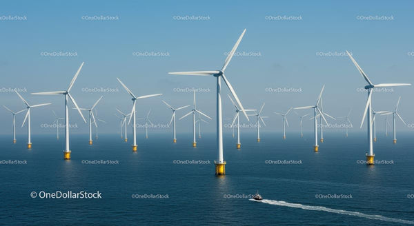 Morska Farma Wiatrowa z Turbinami na Czystym Błękitnym Oceanie
