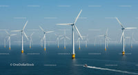 Offshore Wind Farm with Multiple Turbines in Ocean