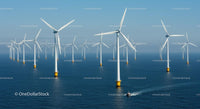 Offshore Wind Farm with Numerous Wind Turbines at Sea