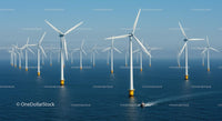 Offshore Wind Farm with Multiple Turbines in Ocean