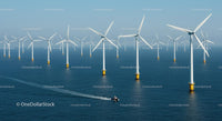 Offshore Wind Farm with Multiple Turbines in Ocean