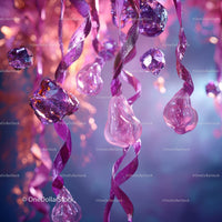 Vibrant Purple Ornaments with Festive Ribbon