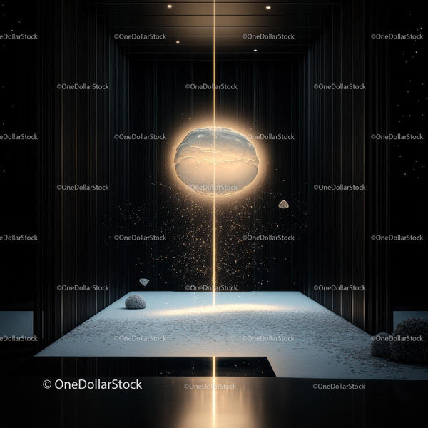 Illuminated Brain in Futuristic Dark Room