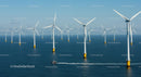 Offshore Wind Farm with Multiple Turbines in Ocean