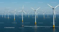 Offshore Wind Farm with Multiple Turbines in Ocean