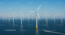 Offshore Wind Farm with Multiple Turbines in Ocean