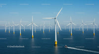 Offshore Wind Farm with Multiple Turbines in Ocean