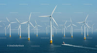 Offshore Wind Farm with Multiple Turbines in Ocean