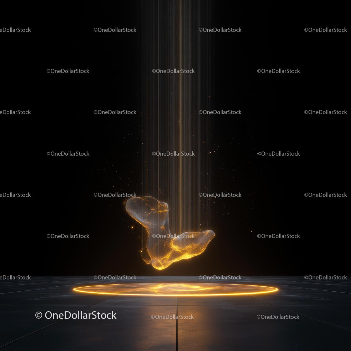 Futurystyczny abstrakcyjny hologram z neonowym blaskiem na ciemnym tle