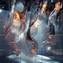Abstract Installation with Flowing Fabric and Golden Highlights