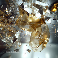 Dynamic Abstract with Gold and Shattered Glass