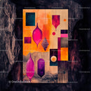 Vibrant Geometric Abstract Art with Pink and Purple Highlights