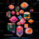 Vibrant Hanging Geometric Shapes Installation