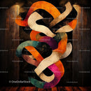Vibrant Geometric Abstract Art on Rustic Background