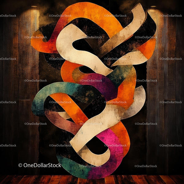 Vibrant Geometric Abstract Art on Rustic Background