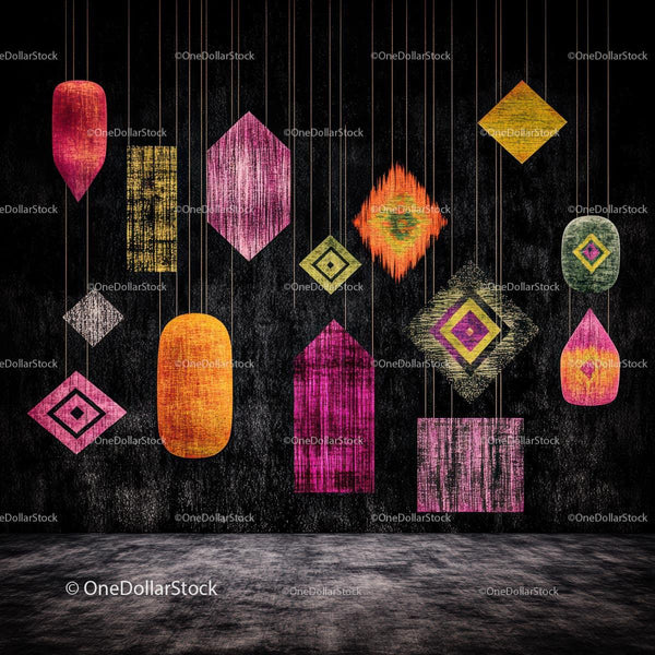 Vibrant Geometric Shapes on Textured Background