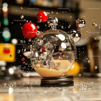 Exploding Bubbles Around Glass Sphere in Dynamic Kitchen Scene