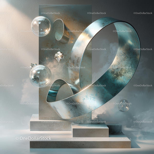 Abstract Metallic Sculpture with Geometric Elegance