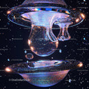 Abstract Cosmic Art with Glittering Planets