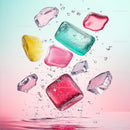 Colorful Ice Cubes Floating in Pastel Splash