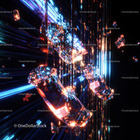 Futuristic Abstract with Glowing Crystals and Neon Lights