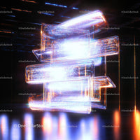 Futuristic Glowing Neon Structure on Dark Background