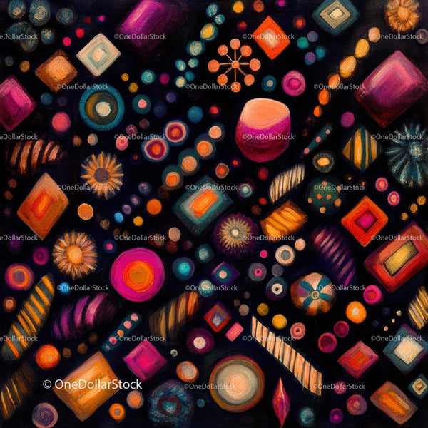 Vibrant Abstract Art with Geometric Shapes