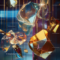 Geometric Glass and Gold Hanging Art Installation