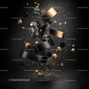 Abstract Black and Gold Luxury Design with Floating Elements