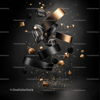 Abstract Black and Gold Luxury Design with Floating Elements
