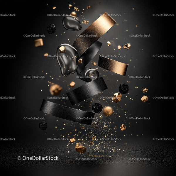 Abstract Black and Gold Luxury Design with Floating Elements