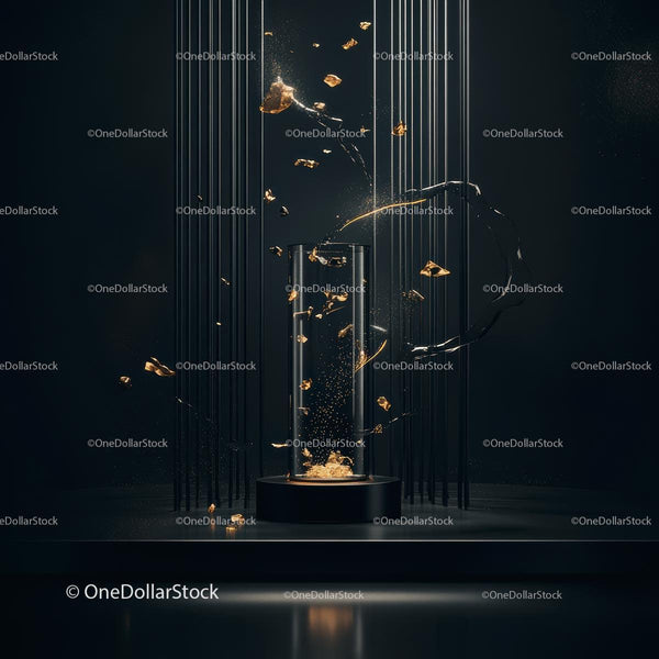 Luxurious Abstract Art with Floating Golden Elements