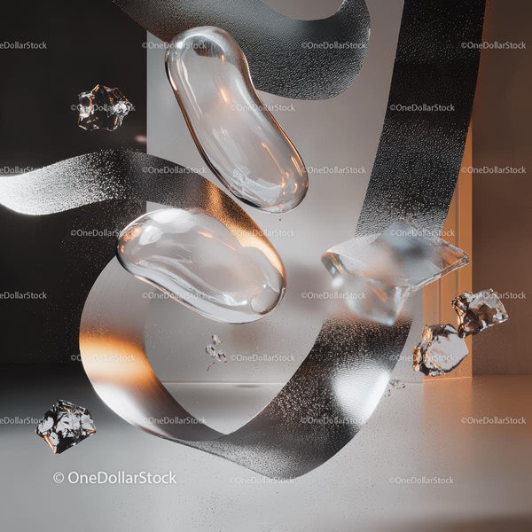 Modern Abstract Composition with Glass and Metallic Elements