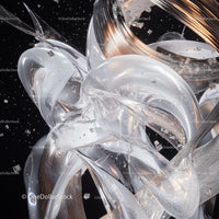 Futuristic Silver and Transparent Abstract Sculpture