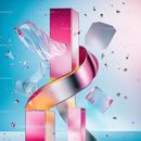 Colorful Abstract Composition with Geometric Shapes in Pink and Blue