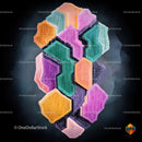 Vibrant Geometric Mosaic with Hexagonal Shapes and Patterns