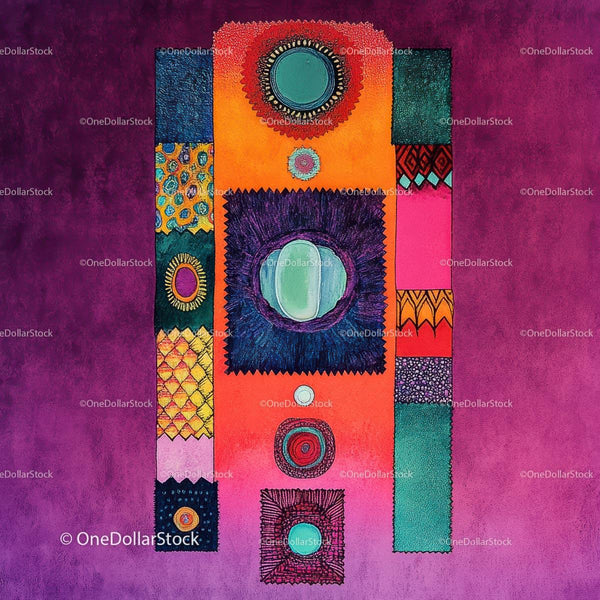 Vibrant Geometric Abstract Art with Intricate Details