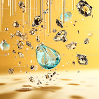 Floating Crystals on a Vibrant Yellow Background