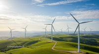 Scenic Wind Farm Over Rolling Green Hills