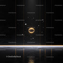 Futuristic Neon Sphere with Cosmic Elements on Dark Background