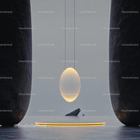 Futuristic Minimalist Sculpture with Glowing Centerpiece