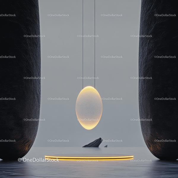 Futuristic Minimalist Sculpture with Glowing Centerpiece
