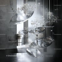 Abstract Glass Sculpture with Reflective Elements