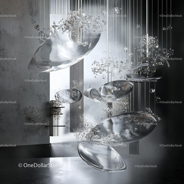 Abstract Glass Sculpture with Reflective Elements