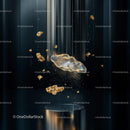 Gleaming Gold Particles in a Dark Abstract Setting