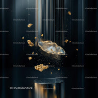 Gleaming Gold Particles in a Dark Abstract Setting