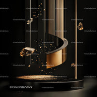 Elegant Abstract Gold and Black Art Installation