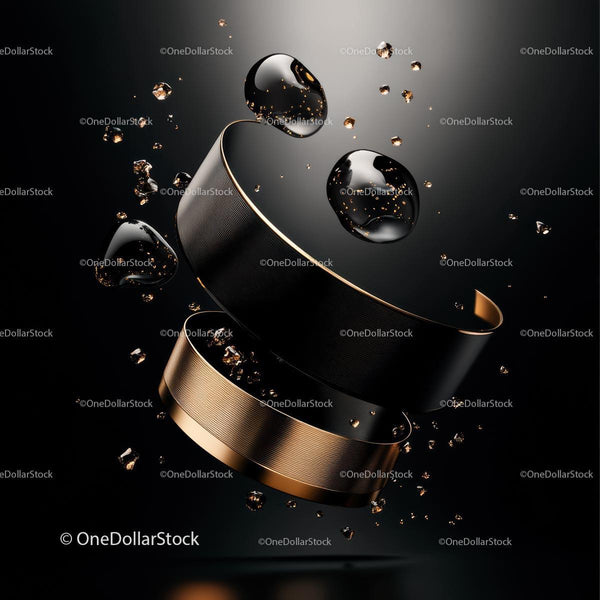 Elegant Black and Gold Floating Abstract Design